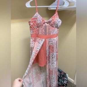 Patchwork salmon romper
